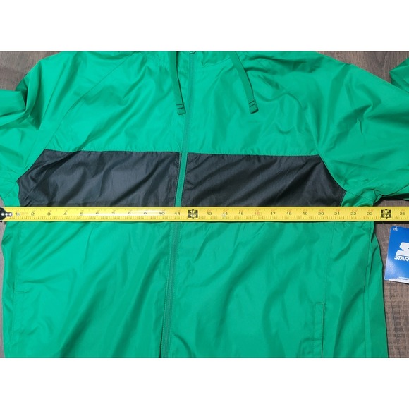 Starter Wind‎ Jacket Ireland Green Black Full Zip Hooded Lightweight Mens Large - Picture 2 of 9